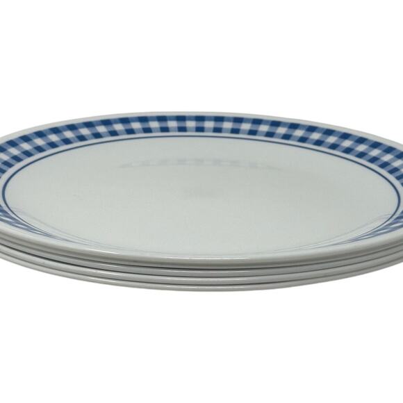 Corelle Gingham Blue Dinner Plates 10.75" Set of 5 Vitrelle USA - Picture 2 of 4